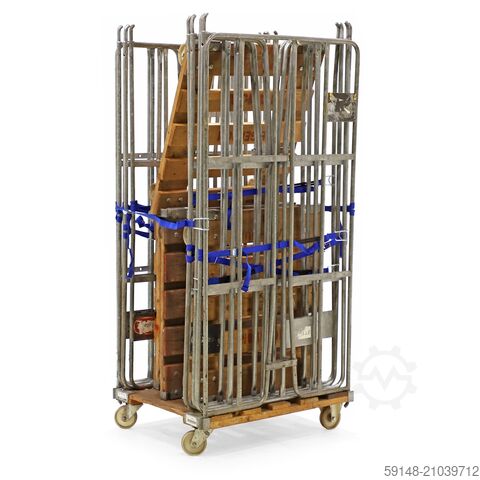 Gebrauchte Rollbehälter 2-seitig Klemmwände + 2 Nylon-Spanngurte , L: 800, B: 680, H: 1680 Kruizinga 98-2946GB