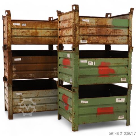 Gebrauchte Stapelboxen Stahl feste Konstruktion 1 Wand halb hoch, L: 1035, B: 840, H: 680 Kruizinga 98-572GB