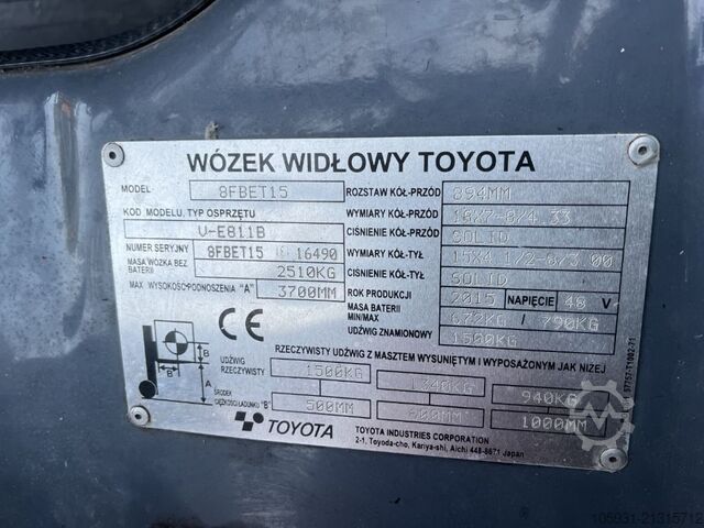 Electric 3-wheel forklift Toyota 8FBET15