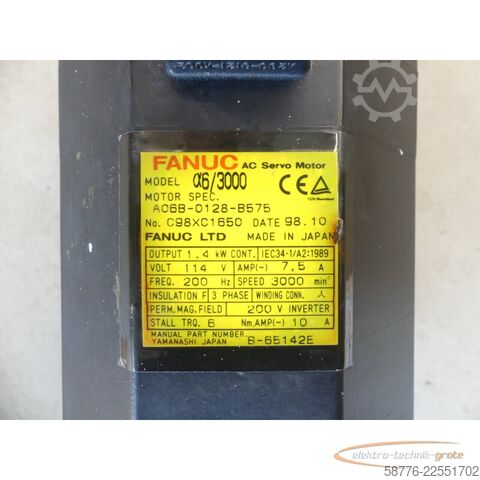 Control unit Fanuc A06B-0128-B575 AC Servo Motor SN: C98XC1650