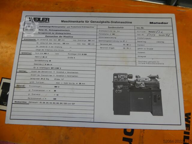 Weiler Matador, precision lathe Weiler Matador