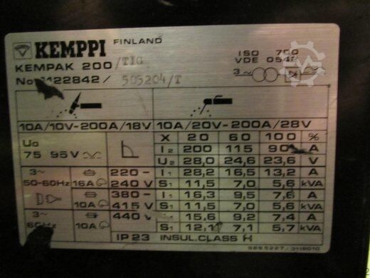 TIG welding machine KEMPPI Kempag 200 / TIG