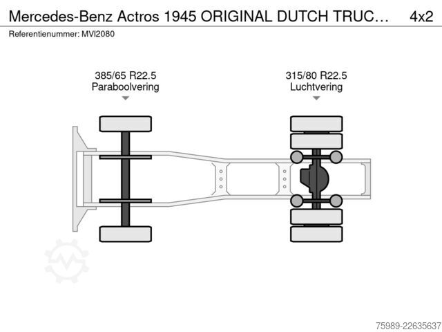 Standard tractor Mercedes-Benz Actros 1945 ORIGINAL DUTCH TRUCK, EURO 5, HYDRA...