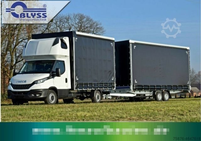 Transporter mit Pritsche & Plane IVECO Daily Speditionszug mit Anhänger Planenaufbau