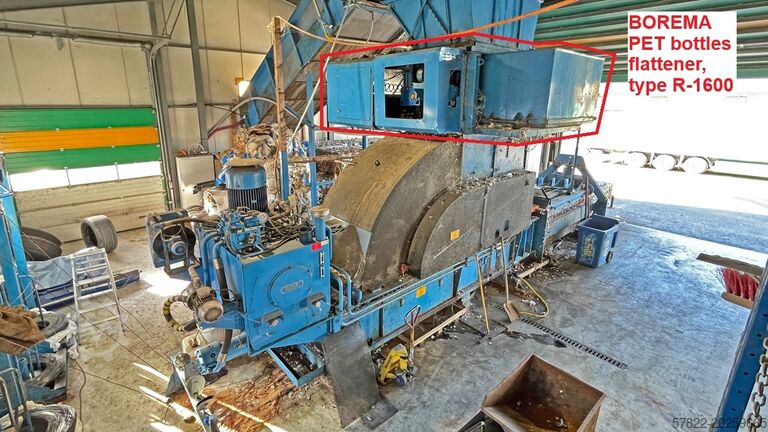 Complete PET baling line 2040 with conveyor, PET flattener and PSS system BOA PET Recyclinganlage