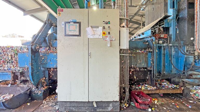 Complete PET baling line 2040 with conveyor, PET flattener and PSS system BOA PET Recyclinganlage