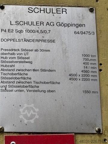 Pressenlinie Weingarten/Schuler 1x ZS1600.48  &  3x P4E2 SQB 1000 & 1xDPQV4-1000
