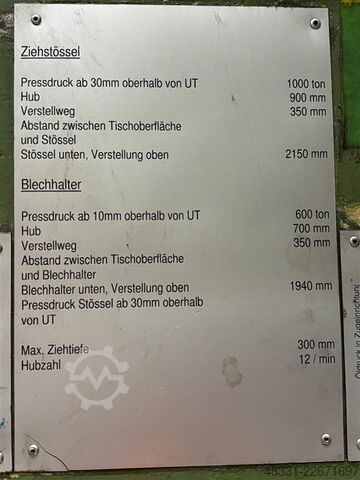 Pressenlinie Weingarten/Schuler 1x ZS1600.48  &  3x P4E2 SQB 1000 & 1xDPQV4-1000
