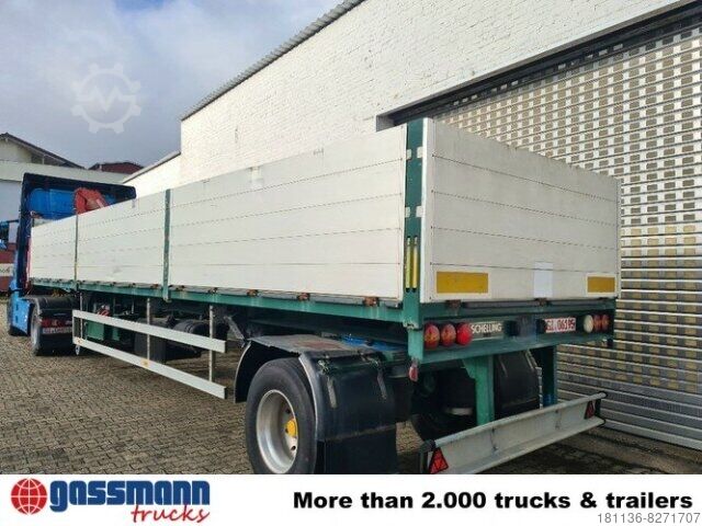 Open semitrailer with tarp Schelling SCHELLING 504 H 22 mit Kran Ferrari 708, 7m/t
