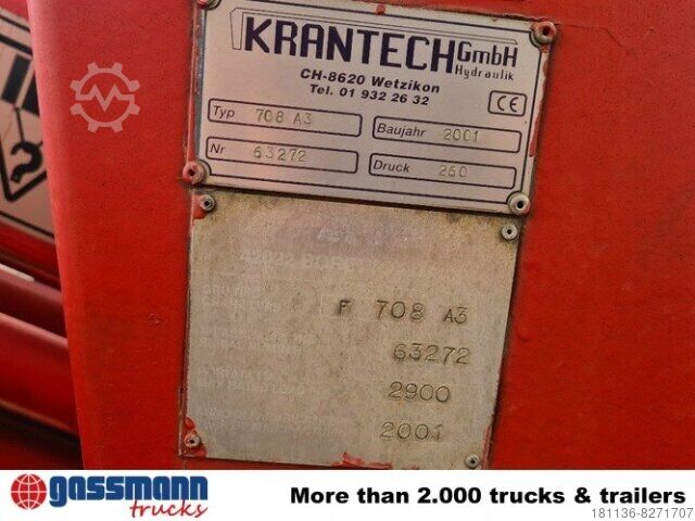 Open semitrailer with tarp Schelling SCHELLING 504 H 22 mit Kran Ferrari 708, 7m/t