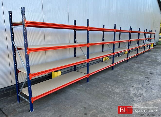 Weitspannregal ca. 57 lfm. Weitspannregale H: 200 cm T: 60 cm , 400 kg Fachlast , 4 Ebenen
