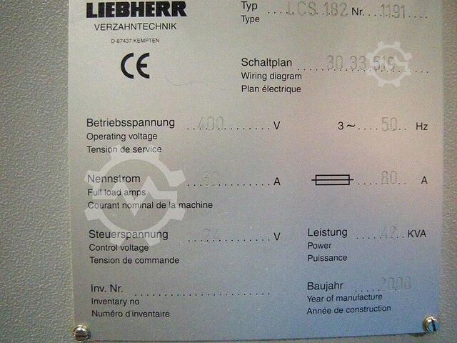 Zahnflankenschleifmaschine LIEBHERR LCS 182