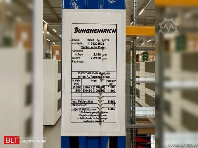 Schwerlastregal 30,8 lfm Jungheinrich MPB Palettenregale H:645cm 1800kg Fachlast Schwerlastregale