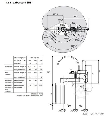 Swivel arm robot 3842999836 Robot Bosch Turbo Scara SR8