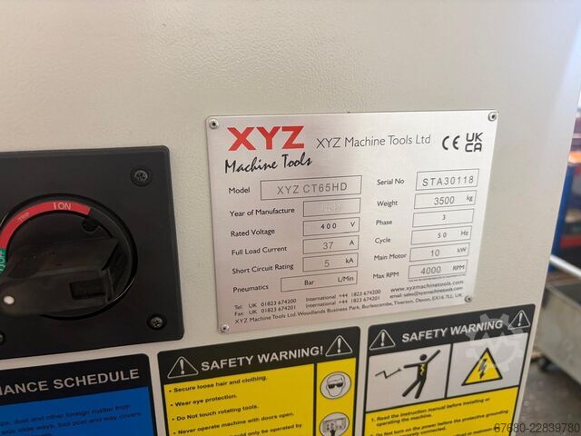 CNC lathe XYZ Machine Tools CT65HD