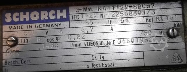Electric motor 4 kW 1435 Rpm Schorch KA1112M-BB057