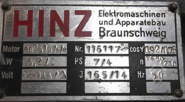 Electric motor 3/5.2 kW 720/1450 Rpm Hinz R+F112M/4-2