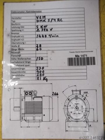 Electric motor 5 kW 1440 Rpm VEM DMK5/4RA