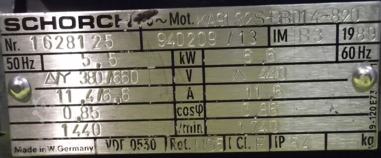 Elektromotor 5,5 kW 1440 U/min Schorch KA9132S-BB014-820