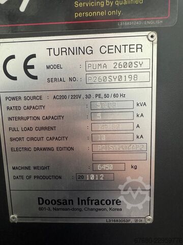 CNC-Dreh- und Fräszentrum DOOSAN Puma 2600SY