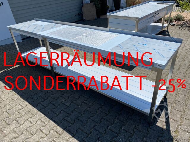Arbeitstisch 3400x700x900mm Aufkantung 50mm