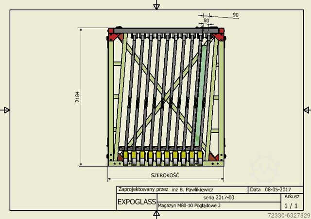 SLIDING RACK FOR GLASS M80-16 EXPOGLASS ® M80-16