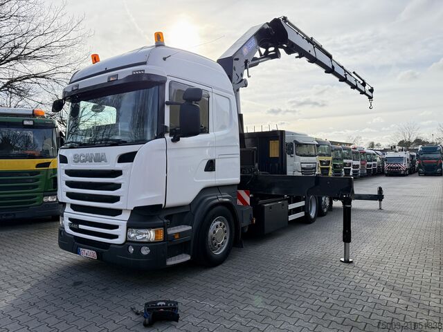 Flatbed truck Scania R440 6X2*4 Kran HMF 5020 K5