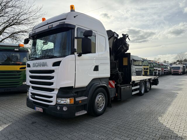 Flatbed truck Scania R440 6X2*4 Kran HMF 5020 K5