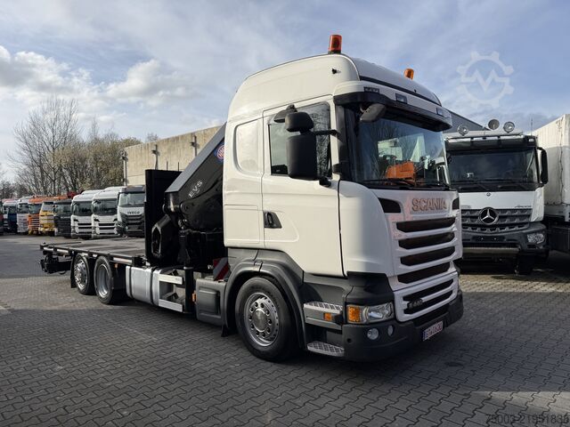 Flatbed truck Scania R440 6X2*4 Kran HMF 5020 K5