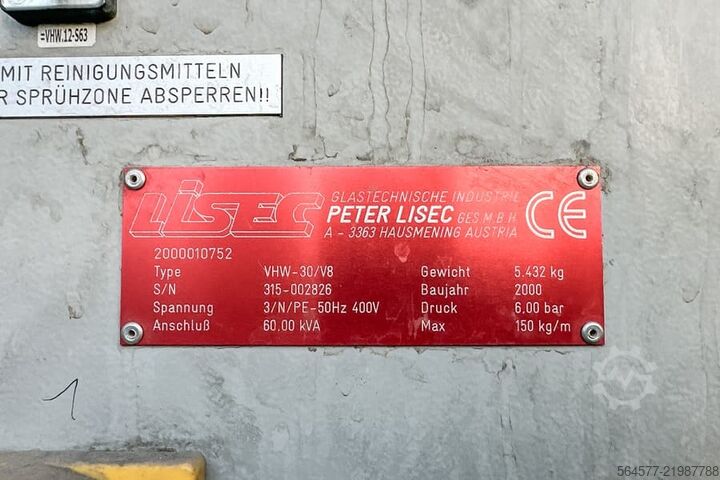 Flat glass washing machine Lisec VHW-30/V8