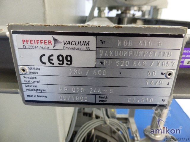 Vakuumpumpenstand Pfeiffer Oerlikon Leybold WOD 410 B mit SC 60 D u. WKP 500A