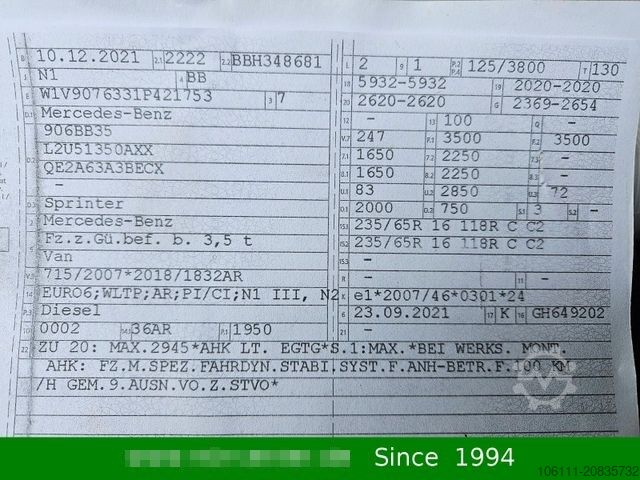 Kastenwagen hoch MERCEDES-BENZ Sprinter 317 CDI KA36 H2Standard/AHK3,0t/Kamera