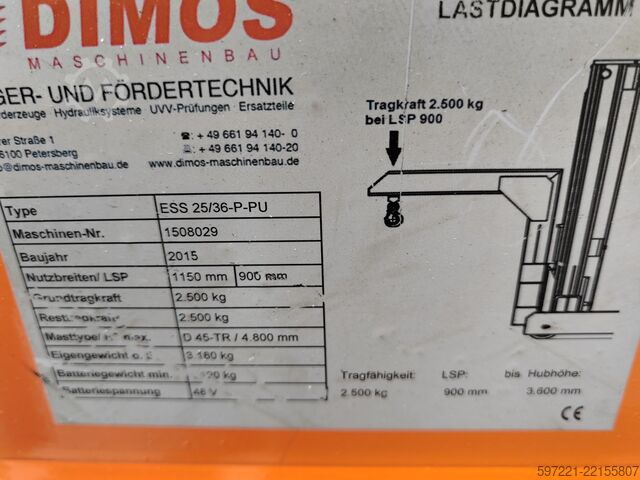 Reach Trucks Dimos ESS25/36 P-PU Schubmastatpler Res. M.W 05.26