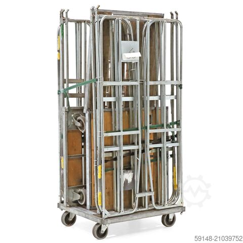 Gebrauchte Rollbehälter 2-seitig Klemmwände + 2 Nylon-Spanngurte , L: 800, B: 680, H: 1680 Kruizinga 98-6927GB