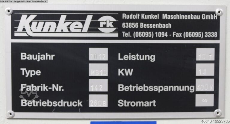 Bending machine horizontal KUNKEL MB 10
