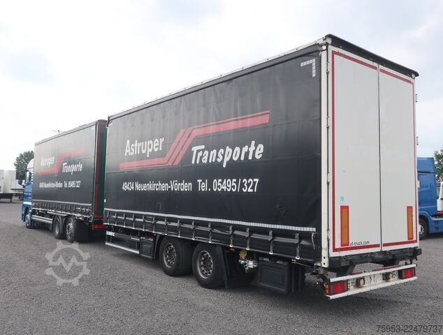 LKW mit Pritsche & Plane MAN 24.460 LL BDF Jumbo + Anh. Schmitz ZCS 18 Jumbo