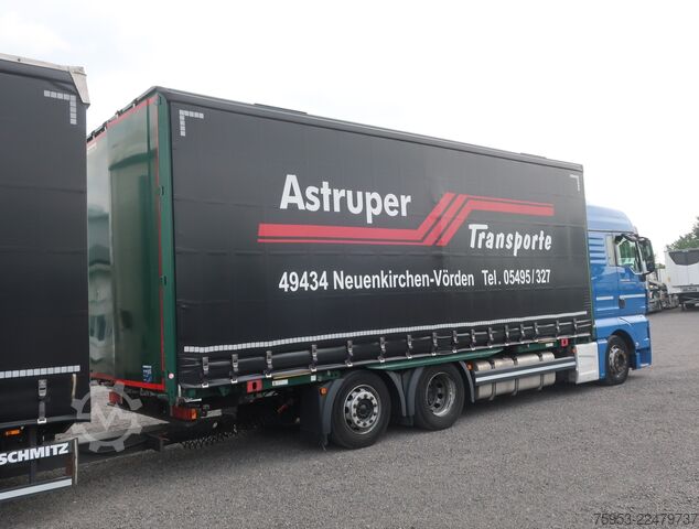 LKW mit Pritsche & Plane MAN 24.460 LL BDF Jumbo + Anh. Schmitz ZCS 18 Jumbo