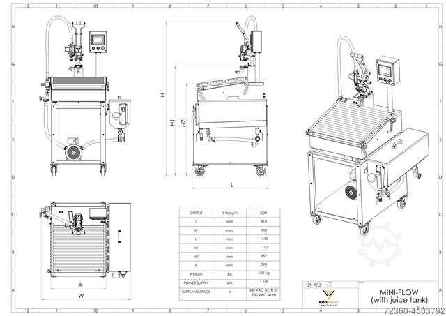 Semi-automatic Bag in Box Filler ProFruit Machinery SEMIFLOW Filler