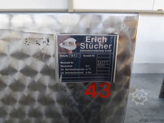 Edelstahl Tank 3000l Erich Stücher 