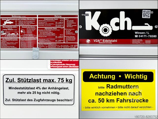Car trailer Koch Motorradanhänger 750kg Typ U6M SR Angebot