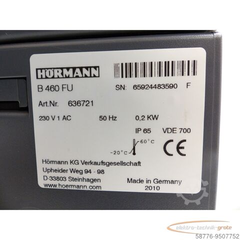 Component Hörmann B 460 FU Steuerung 636721 230V 50 Hz SN: 65924483590