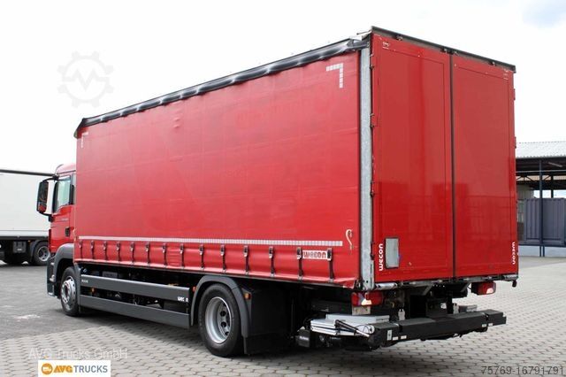 Flatbed truck with tarp MAN 18.360 TGS Schiebeplane Edscha LBW AHK