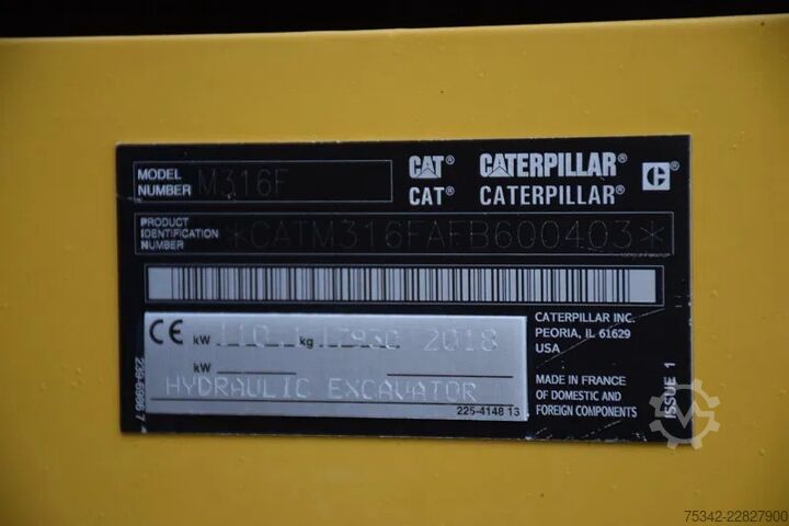 Radbagger Caterpillar M316F - mobile excavator - Tilrotator Engcon