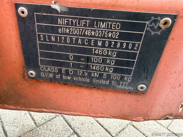 Nifty Lift 120 TAC Anhänger-Arbeitsbühne Elektrisch 12,2 m Arbeitshöhe Baujahr 2014, Deutsche Zulass NIFTYLIFT 120 TAC Aanhanger hoogwerker Elektrisch 12.2M Werkhoogte 2014 DE Registratie