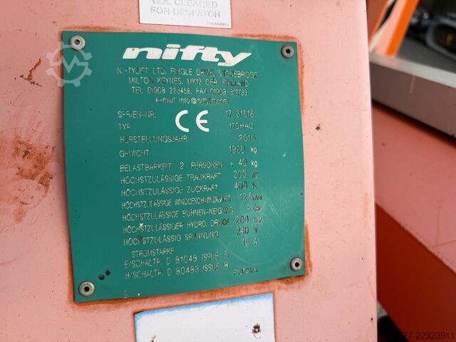 Nifty Lift 170 HAC Anhängerarbeitsbühne Hubarbeitsbühne 230V Anhänger 2015 NIFTYLIFT 170 HAC Aanhanger Hoogwerker hubarbeitsbuhnen  230volt aanhangwagen 2015