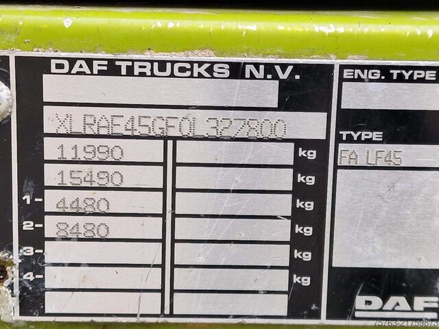 Fahrgestell mit Fahrerhaus DAF FA LF45 G12 220 - Chassis - Euro 4 - AS Tronic ...