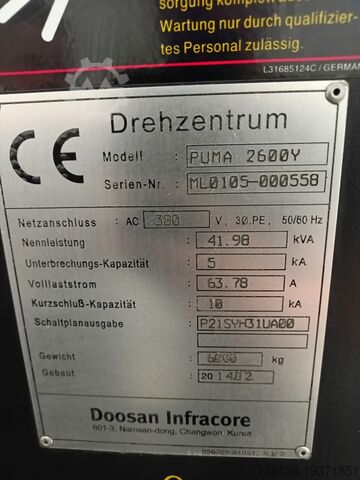 Cnc lathe DOOSAN Puma 2600 Y