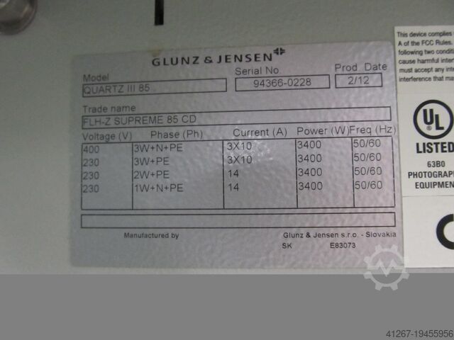 Entwicklungsmaschine Glunz & Jensen Quartz III 85