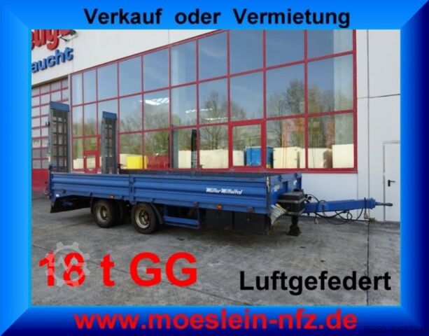 Low loader trailer Müller Mitteltal ETUE-TA 18,0 18 t GG Tandemtieflader