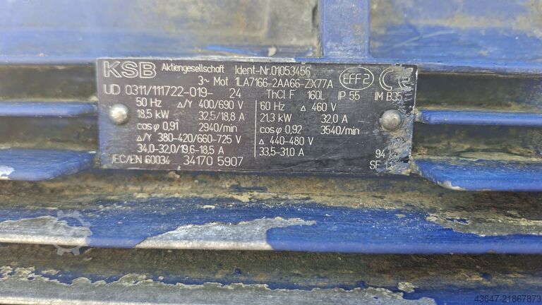 Kreiselpumpe, KSB Pumpe 18,5 kW KSB Etabloc-GN 50-200/1852